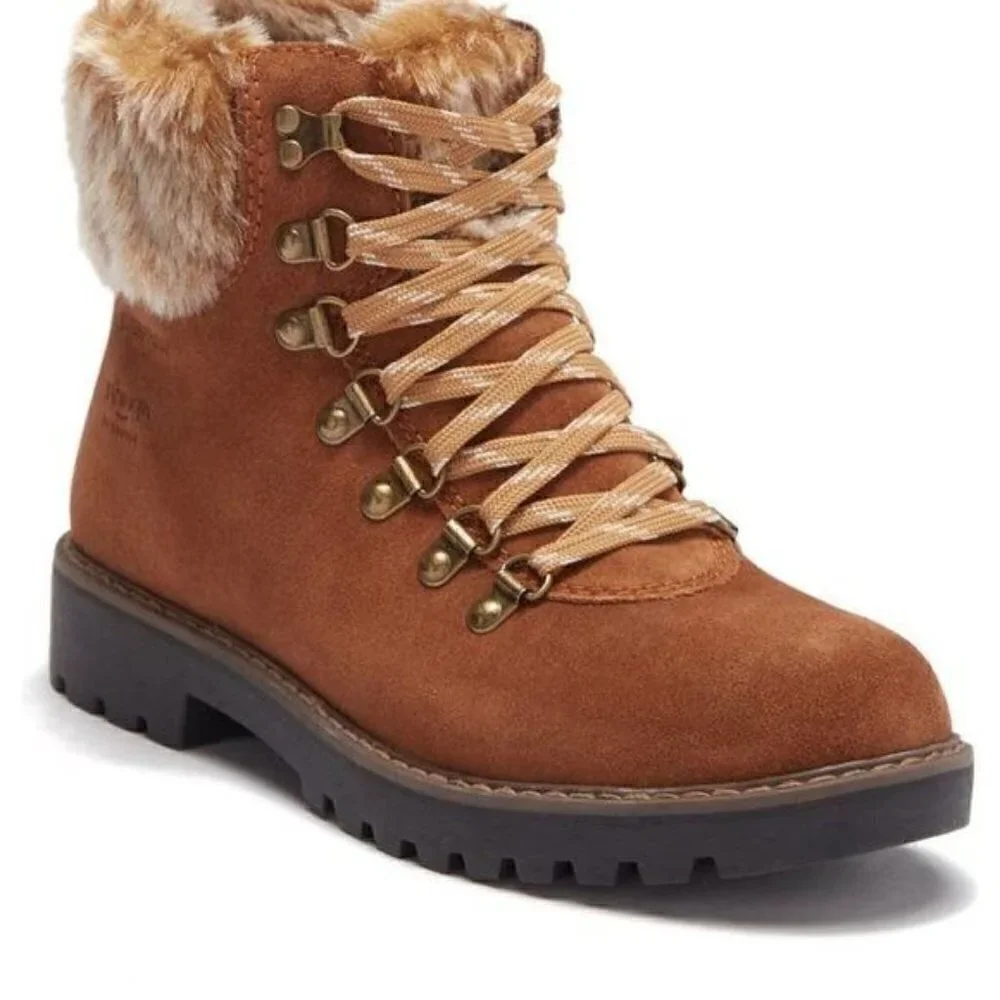 NWT Cougar Waterproof Insulated Heavy Duty Leather Winter Snow Boot Fur Trim